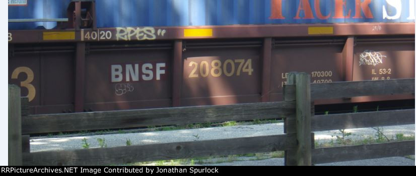 BNSF 208074, close up view of car number